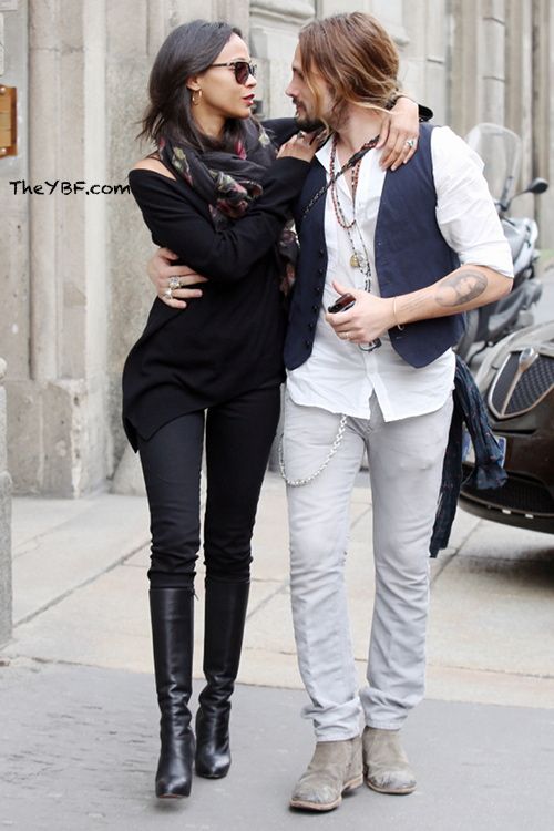 COUPLEDOM: Zoe Saldana & Husband Marco Perego GET KISSY In Milan | The
